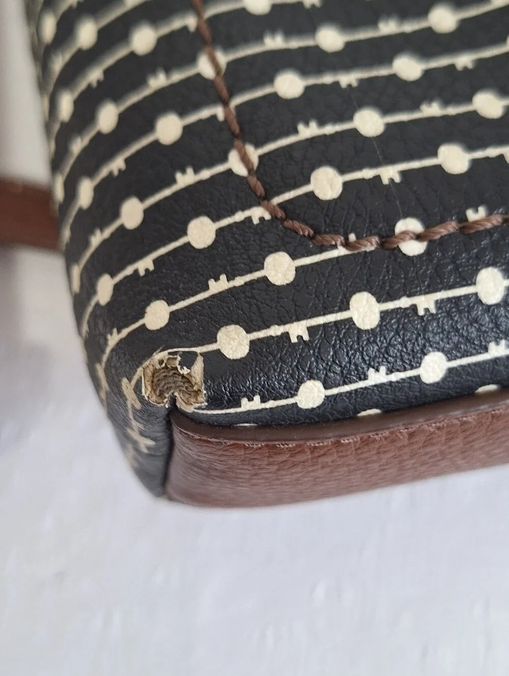 Vintage Fossil Black and Brown Patterned Crossbody Bag
